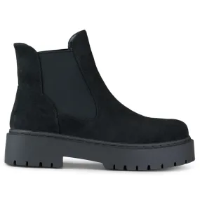 Bottines Chelsea femme en daim à semelle épaisse le noir