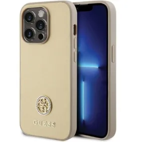 Coque Guess 4G Strass Métal Logo iPhone 15 Pro Or