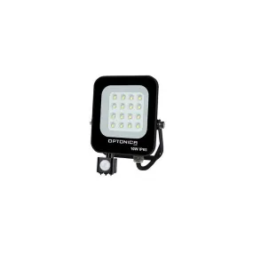 Projecteur led avec detecteur noir 10w étanche ip65 900lm blanc du jour 6000k